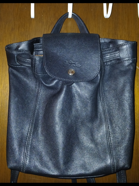 Authentic Longchamp Le Pliage Cuir Black Leather Backpack - Excellent Condition